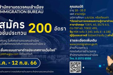 ประกาศเปิดรับสมัครและสอบแข่งขันบุคคลภายนอกผู้มีวุฒิประกาศนียบัตรมัธยมศึกษาตอนปลาย หรือประกาศนียบัตรวิชาชีพ หรือเทียบเท่า เพื่อบรรจุและแต่งตั้งเข้ารับราชการเป็นข้าราชการตำรวจชั้นประทวนในสังกัดสำนักงานตรวจคนเข้าเมือง จำนวน 200 อัตรา พ.ศ.2566